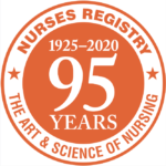 Nurses Registry Home Health 95 years of service badge
